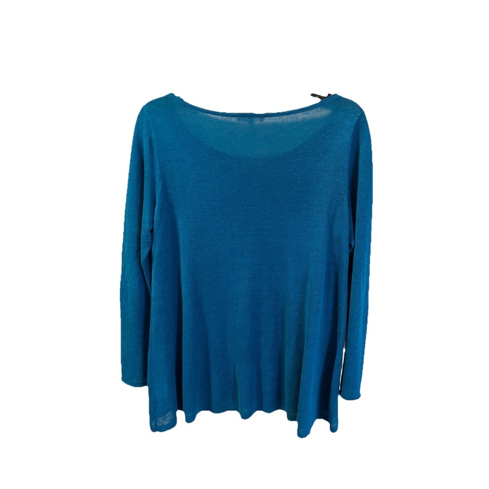 Eileen Fisher Organic Linen Long Sleeve Shirt Sz S Blue Lagenlook
